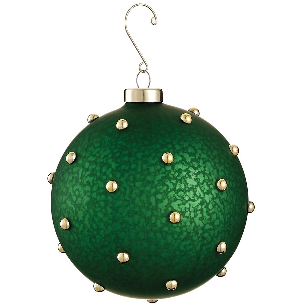 4.75'' BEADED MERCURY GLASS ORNAMENT GREEN GOLD