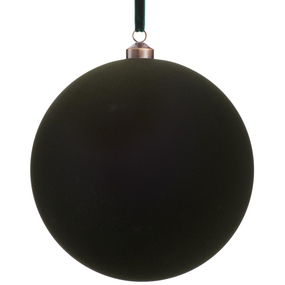8'' FLOCKED BALL ORNAMENT GREEN