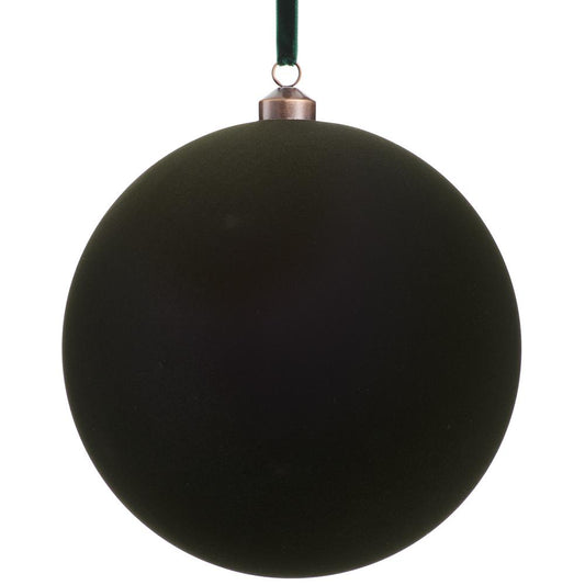 8'' FLOCKED BALL ORNAMENT GREEN