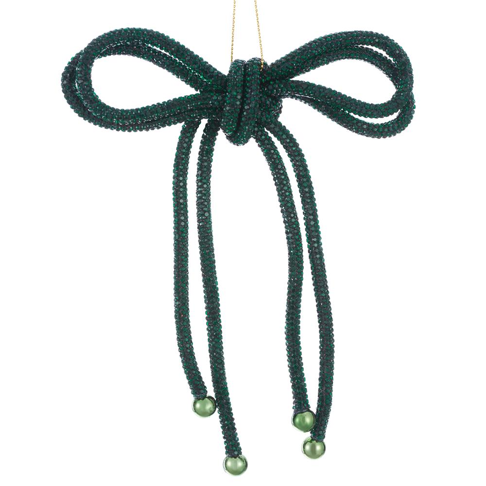 7'' DIAMOND BOW ORNAMENT GREEN