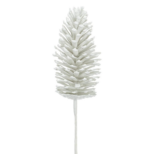 17'' PLASTIC PINE CONE PICK WHITE