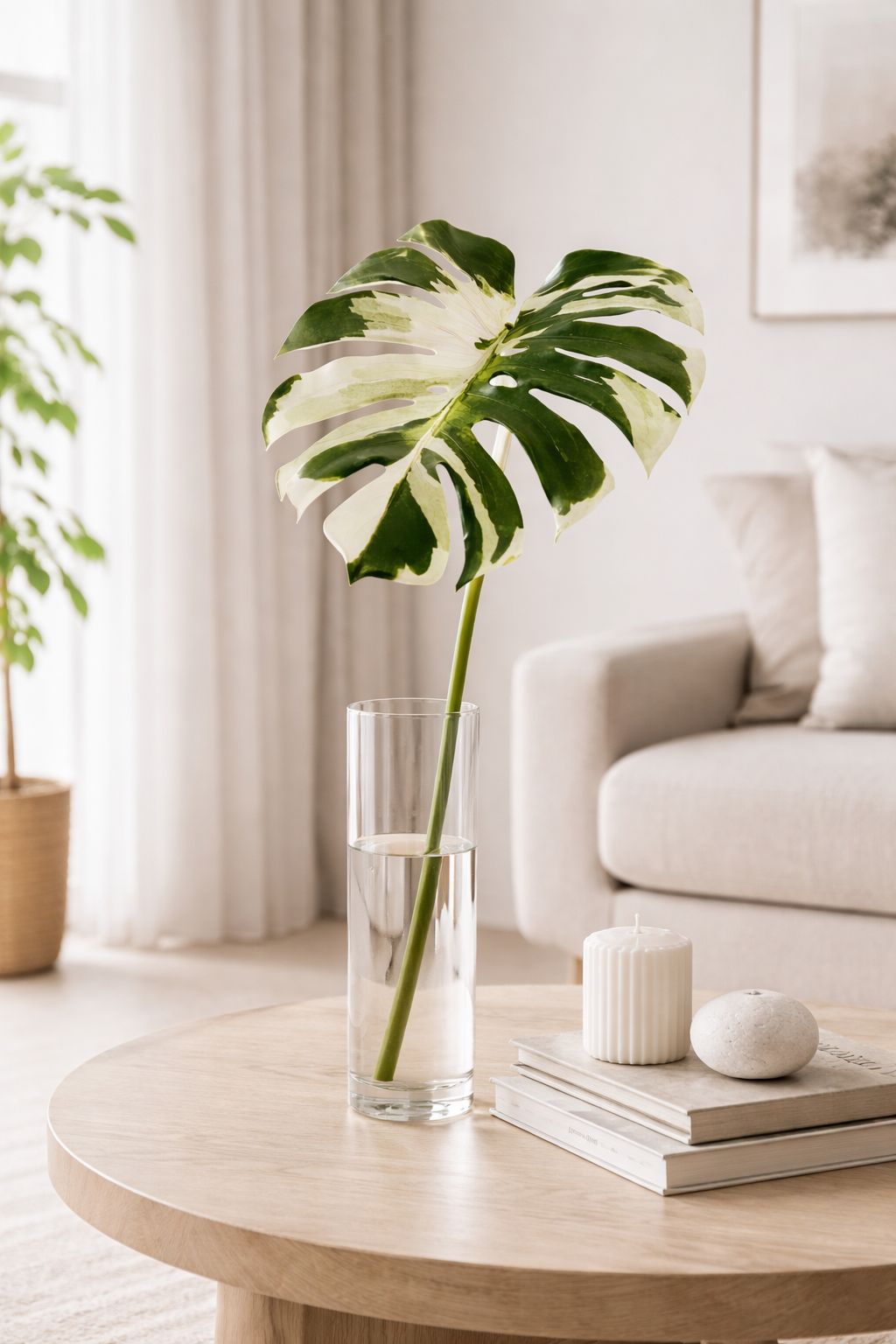 MONSTERA LEAF SPRAY- GREEN CREAM 44''
