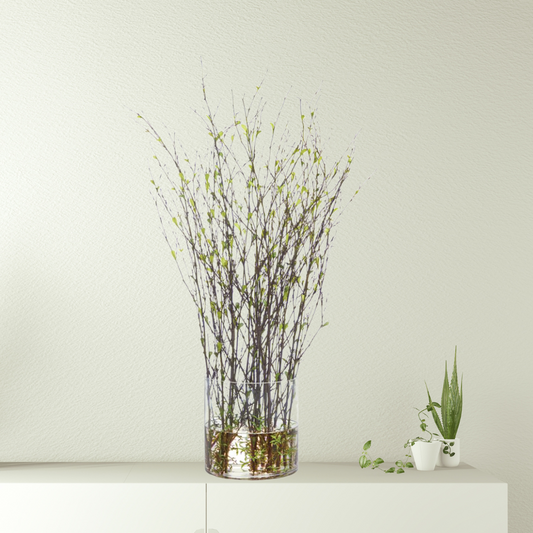 MINI LEAVES ON TWIGS IN GLASS 38''H