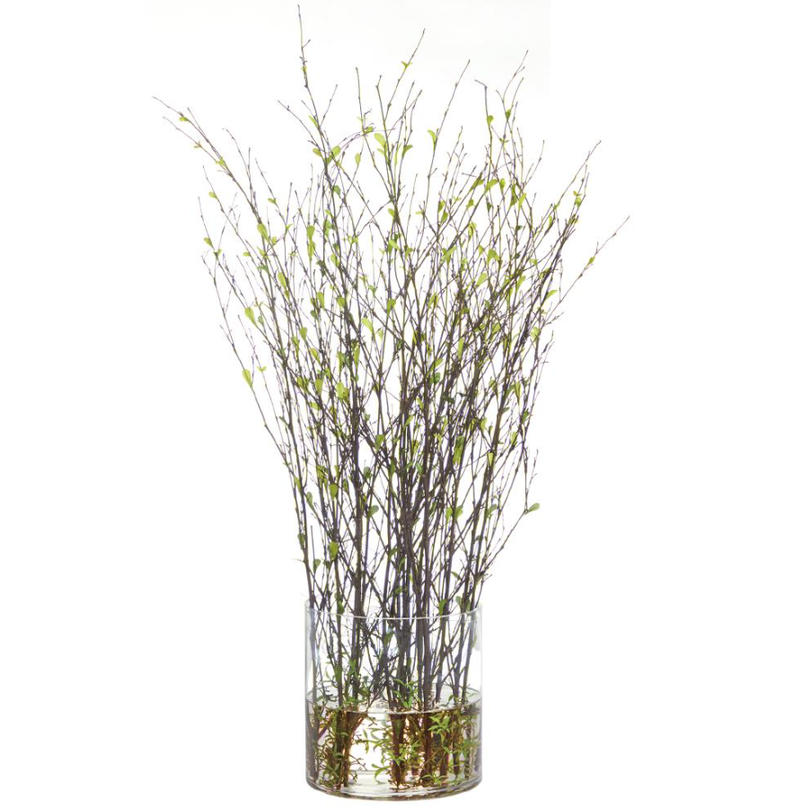 MINI LEAVES ON TWIGS IN GLASS 38''H