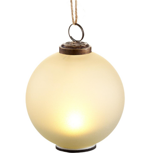 4'' GLASS ORNAMENT BALL WITH LIGHT WHITE