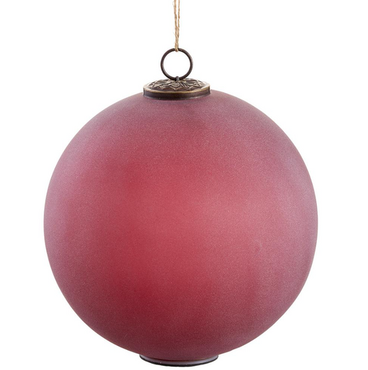 8'' GLASS ORNAMENT BALL WITH LIGHT CABERNET