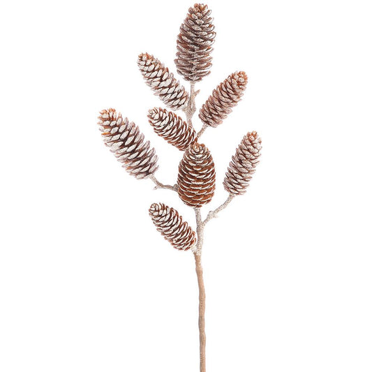 15'' ICED PINE CONE SPRAY BROWN