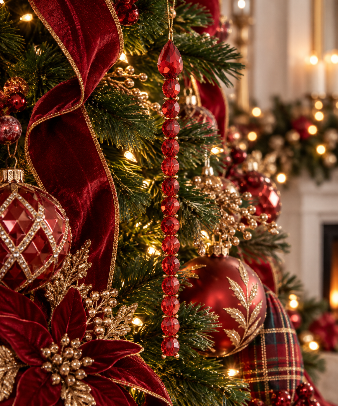 4.5'' DIAMOND ORNAMENT RED