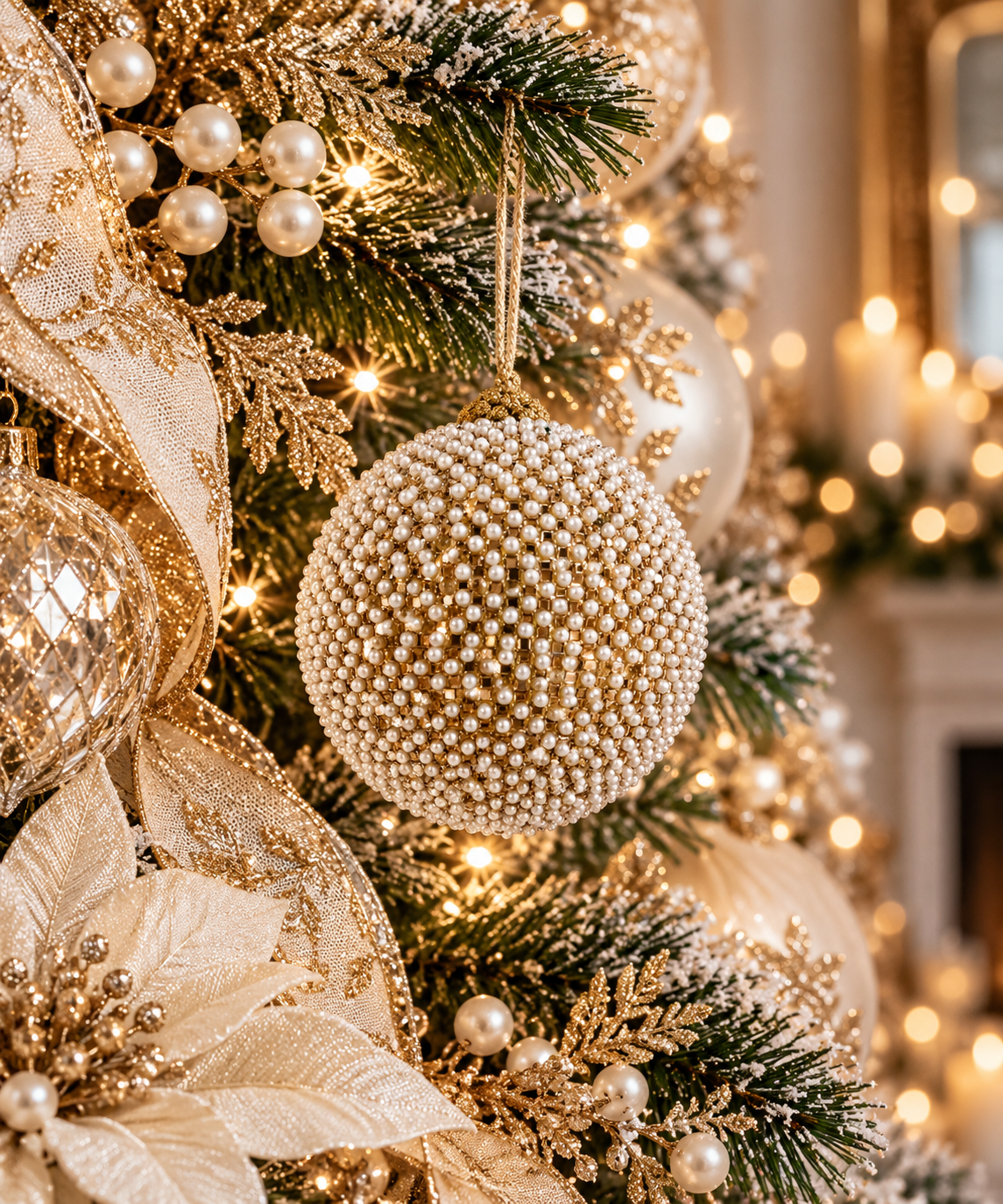 5'' GOLD PEARL BALL ORNAMENT