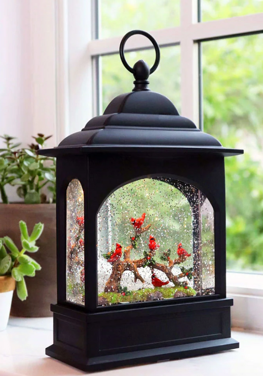 11" CARDINAL LIGHTED WATER LANTERN