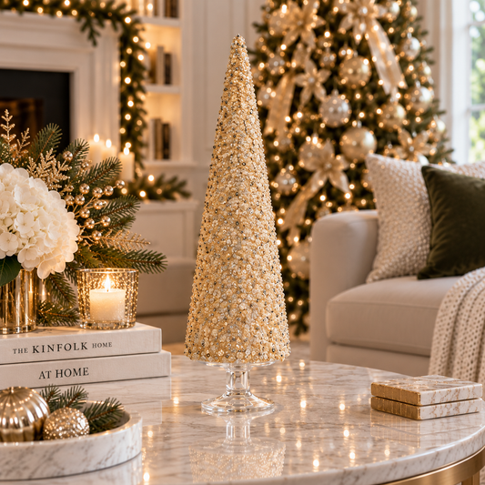 13.5'' GOLD GLITTER CRISTAL TREE LARGE