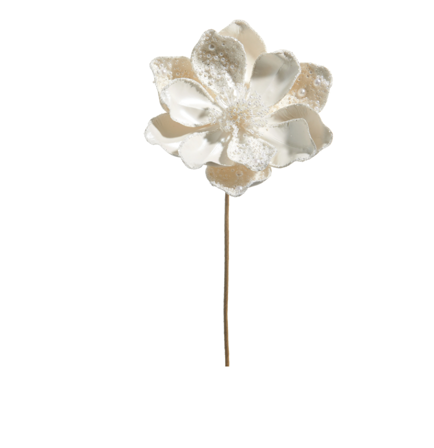 20'' WHITE PEARL BEADED MAGNOLIA PICK