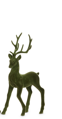 15'' GREEN FLOCKED DEER
