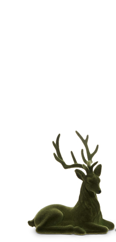 9'' GREEN FLOCKED DEER