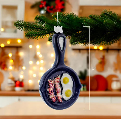FRYING PAN GLASS ORNAMENT
