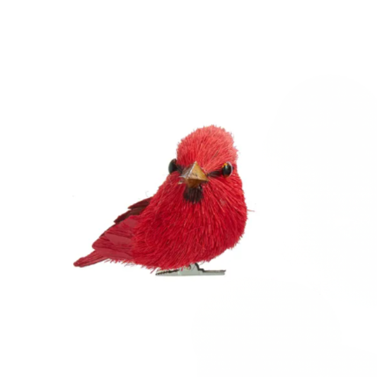 3" RED SISAL BIRD WITH CLIP