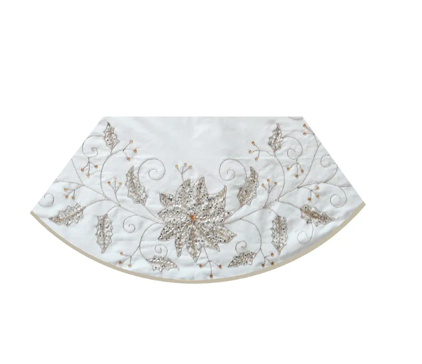 IVORY TREE SKIRT EMBROIDERED SNOWFLAKE DESIGN