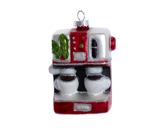 Red and Silver Cappuccino Machine Ornament