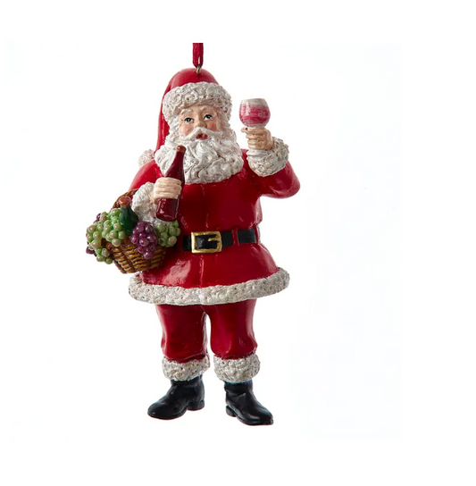 4.5" RESIN WINE SANTA ORNAMENT