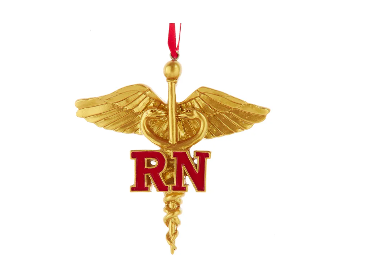 GOLD CADUCEUS NURSE RN ORNAMENT