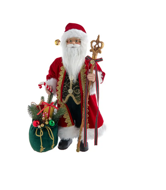 18" Santa With Gift Bag & Scepter Table Piece