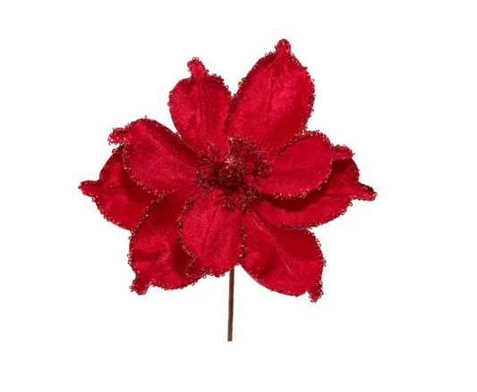 8.5"RED MAGNOLIA PICK W/GLITTER