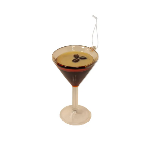 4" GLASS ESPRESSO MARTINI ORNAMENT