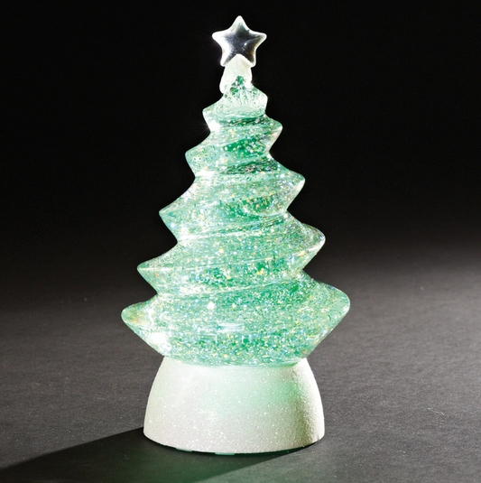 Confetti Lites Lighted Swirl Multi Colored Tree with White Glittered Base 8"