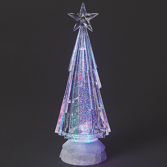 Confetti Lites Lighted Swirl Chiseled Clear Tree with Multicolor Lights 9.5''