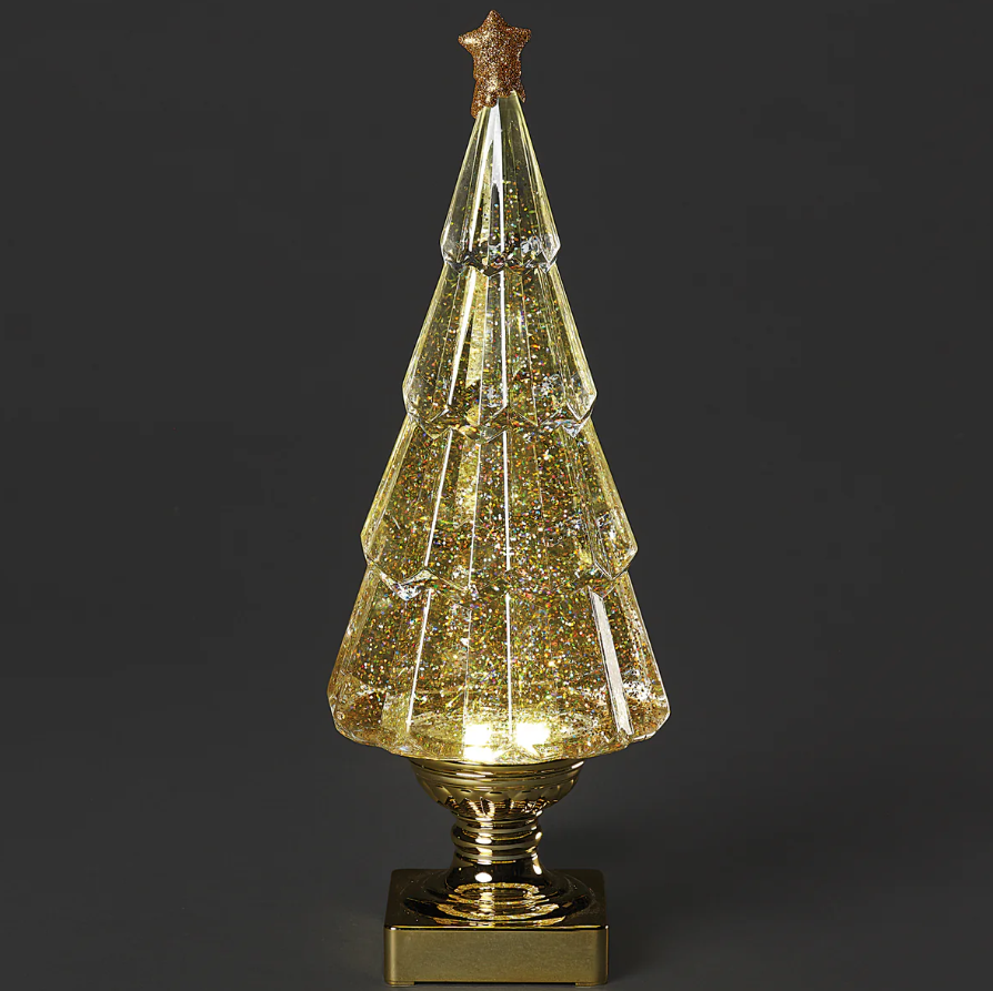 Confetti Lites Lighted Swirl Tree with Gold Glitter 14''