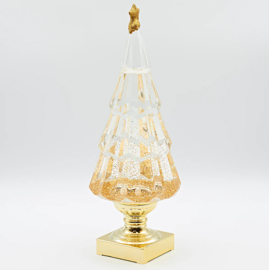 Confetti Lites Lighted Swirl Tree with Gold Glitter 14''