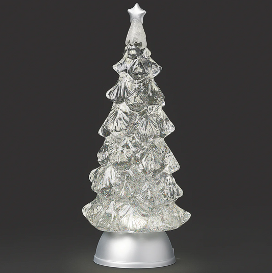 Confetti Lites Lighted Swirl Clear Tree with Silver Star & Base 13''