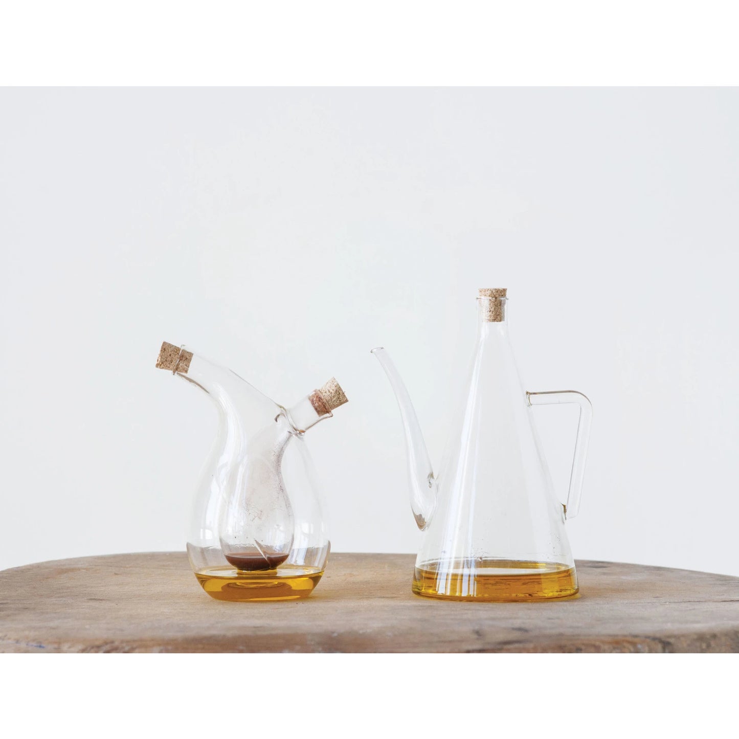 GLASS OIL & VINEGAR CRUET W/CORK