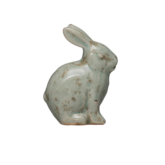 TERRA COTTA RABBIT DISTRESSED AQUA FINISH