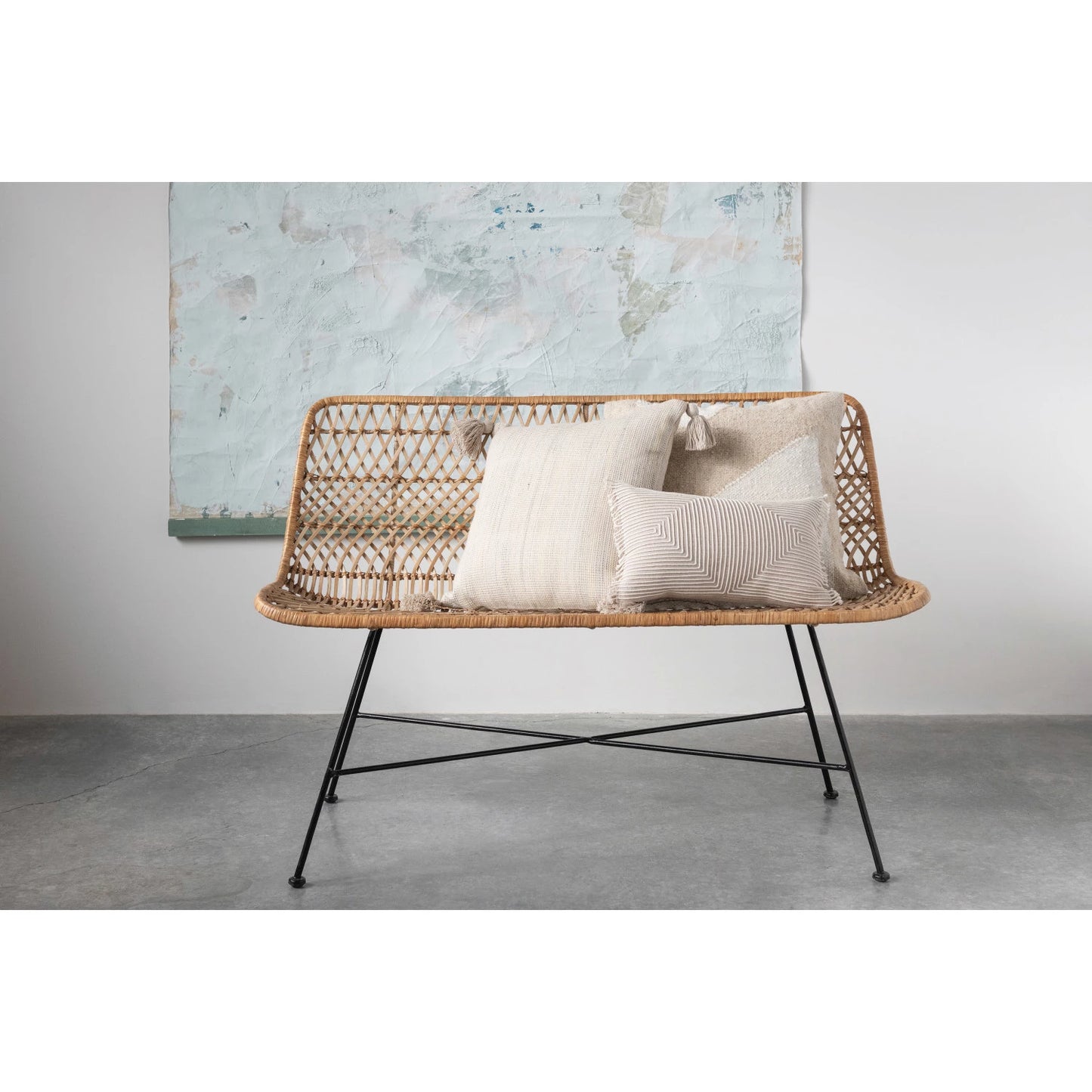 SQUARE WOVEN PILLOW WITH TASSELS