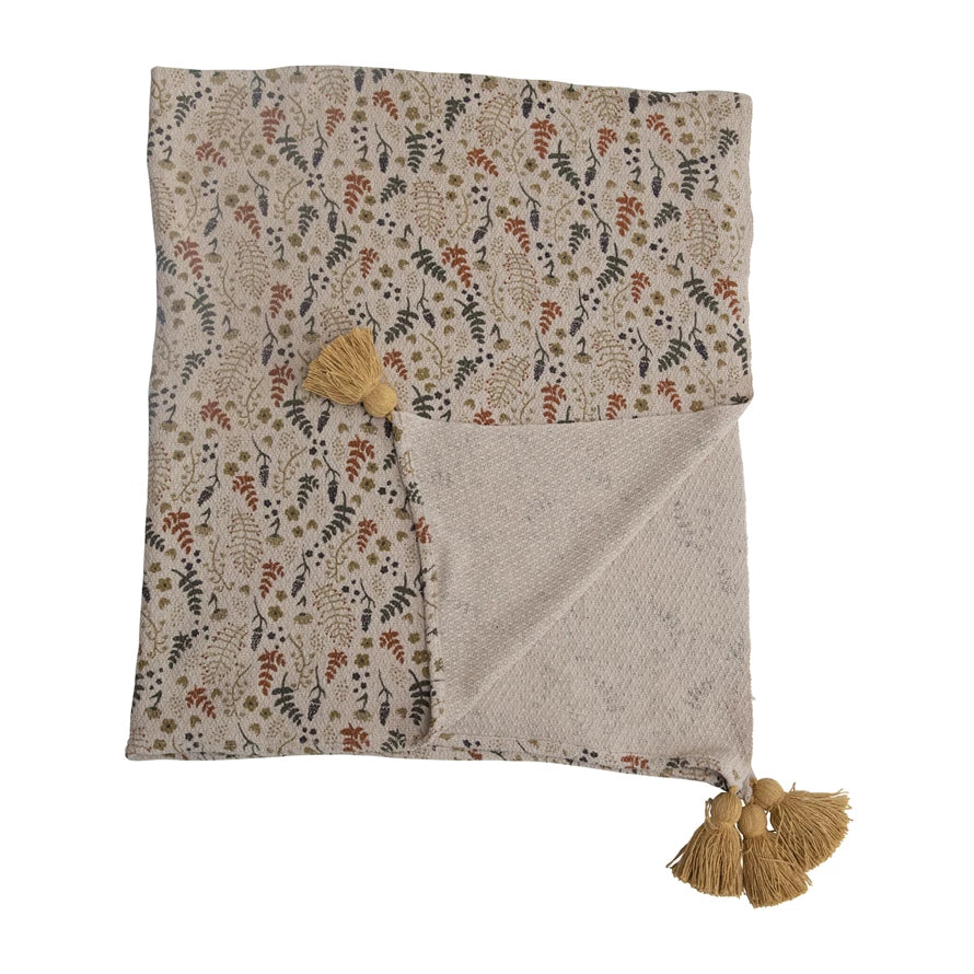 WOVEN PRINTED THROW WITH TASSLES