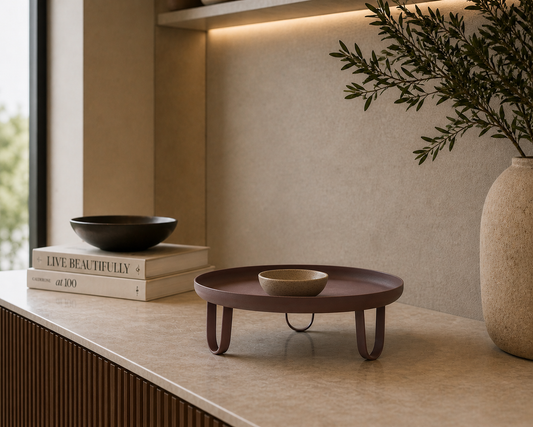 Decorative Textured Metal Footed Pedestal