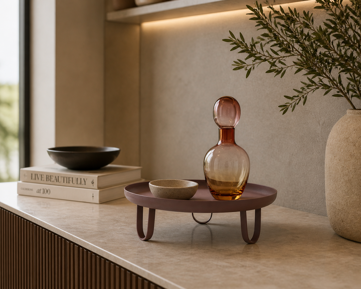 Decorative Textured Metal Footed Pedestal