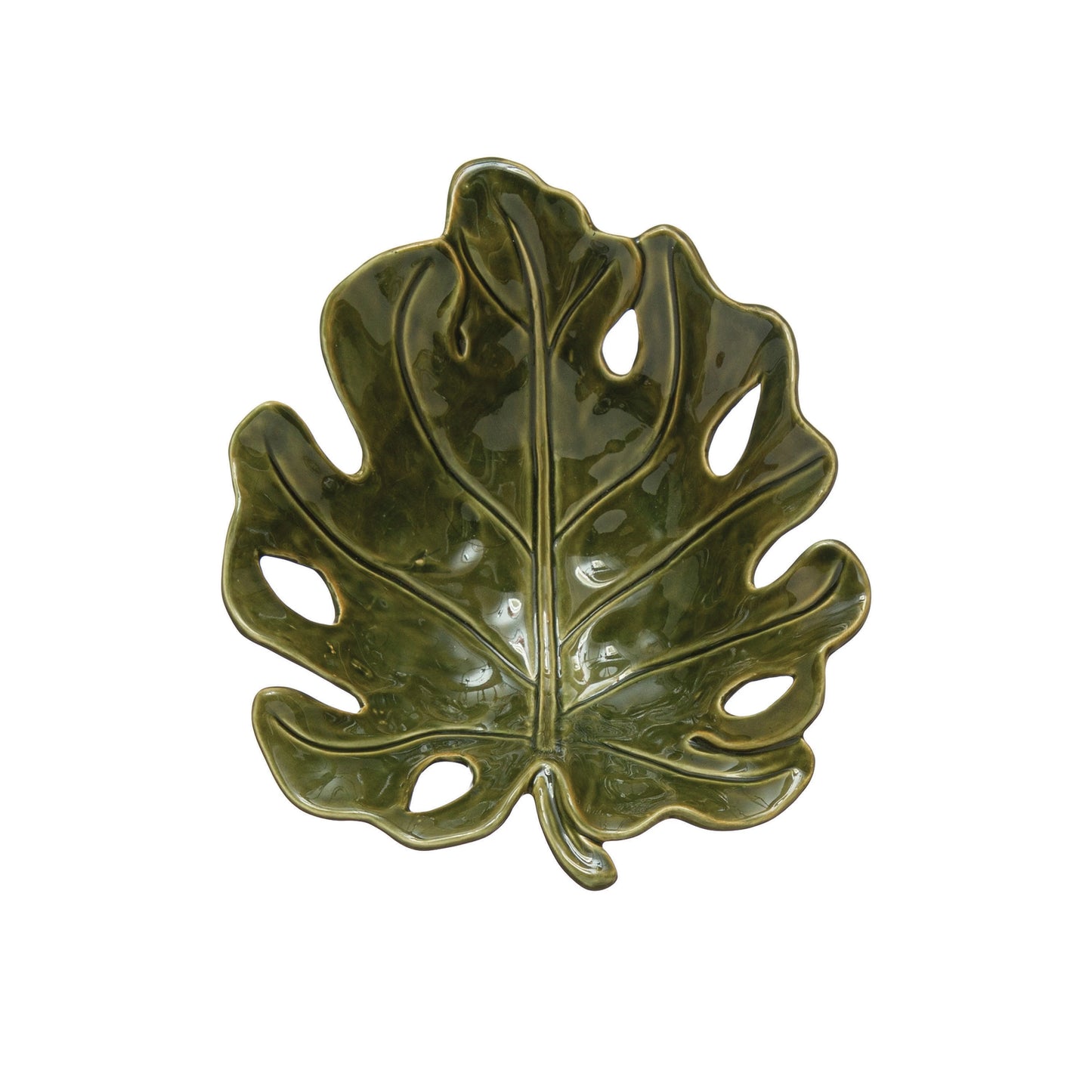 STONEWARE LEAF BOWL GREEN
