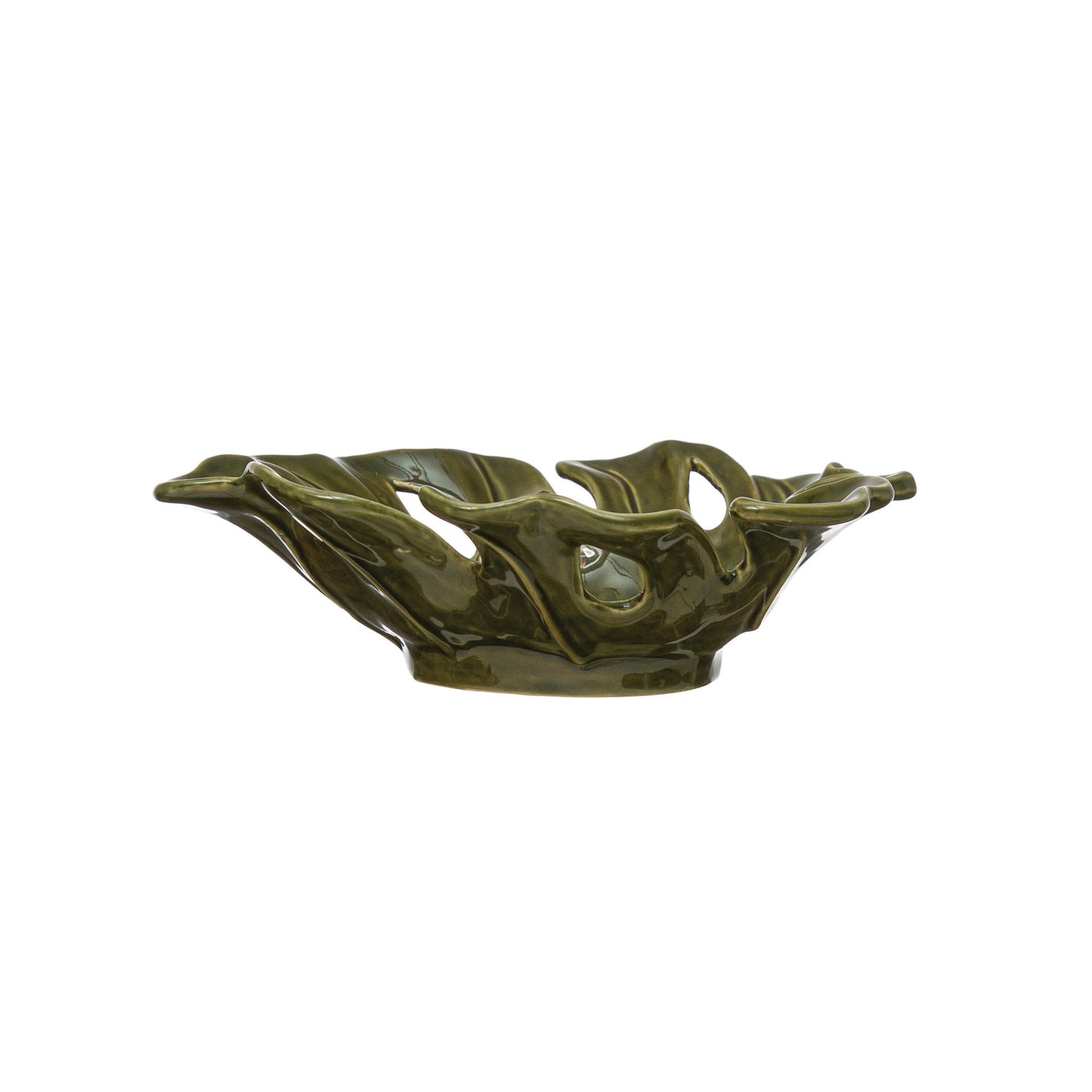 STONEWARE LEAF BOWL GREEN
