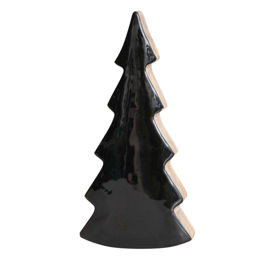 FIGURA DE ARBOL DE MADERA Y ESMALTE NEGRO