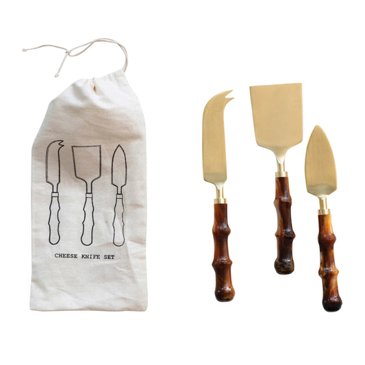 SS & RESIN CHEESE KNIVES, GOLD