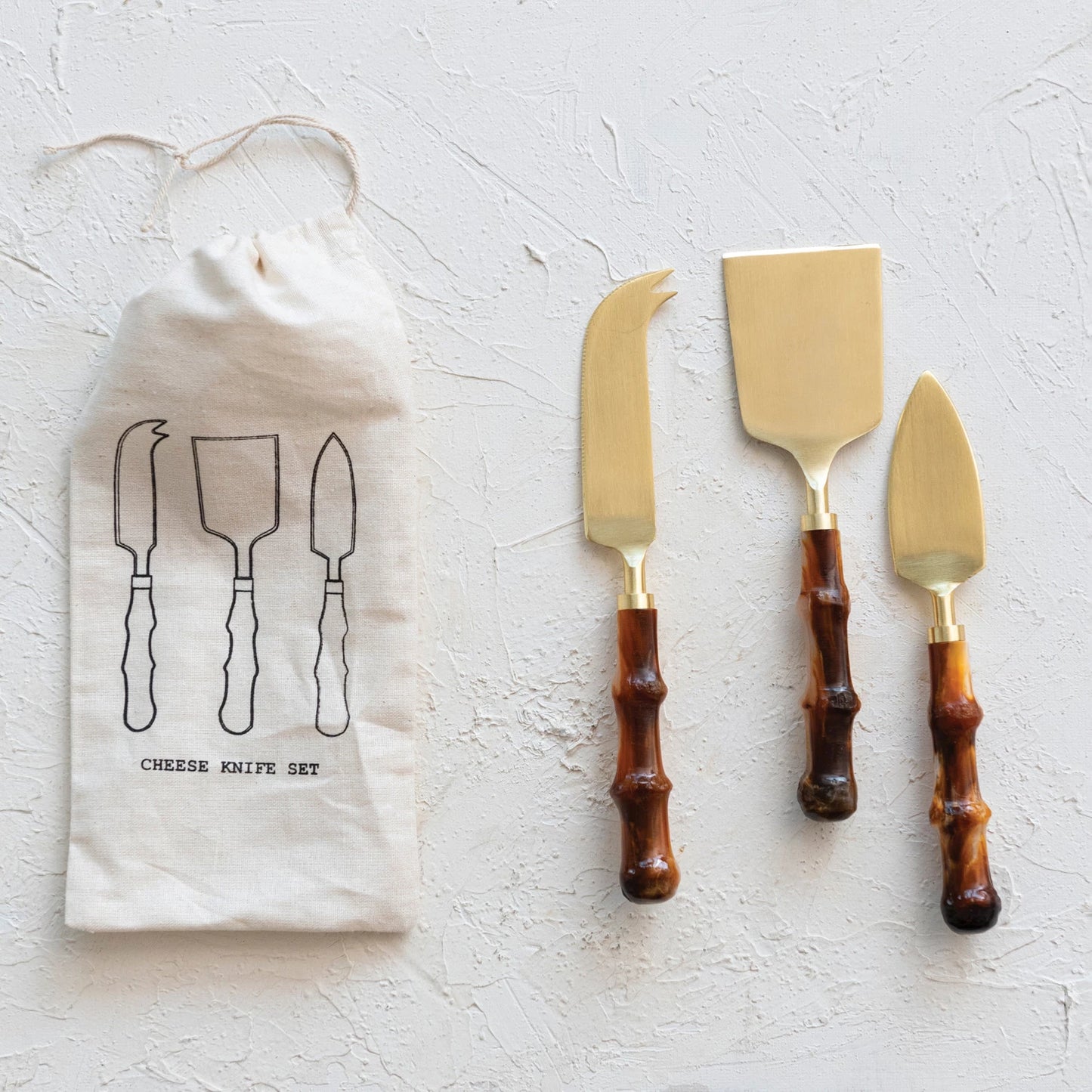 SS & RESIN CHEESE KNIVES, GOLD