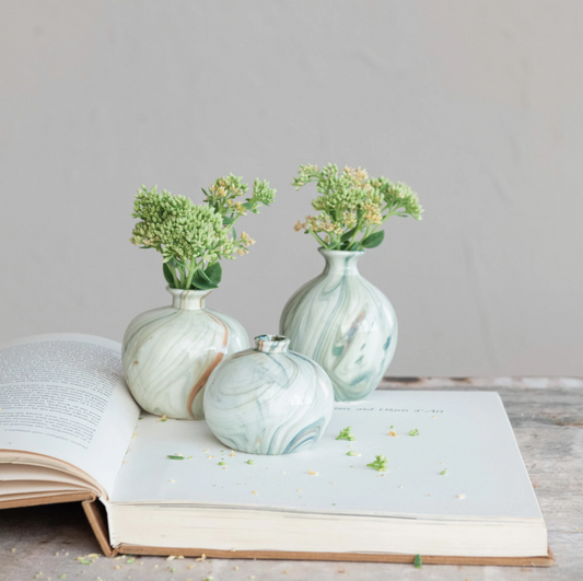 SET ROUND STONEWARE VASES