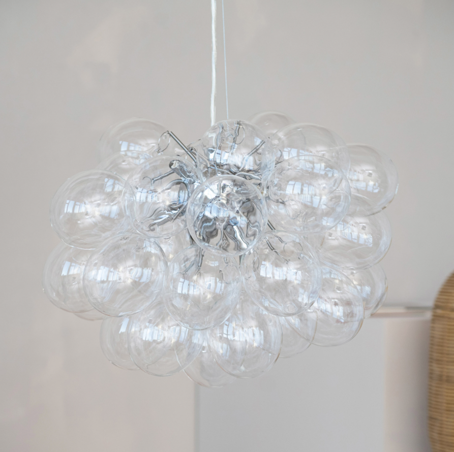 Glass & Metal Pendant Lamp with 8 Lights, 6' Cord