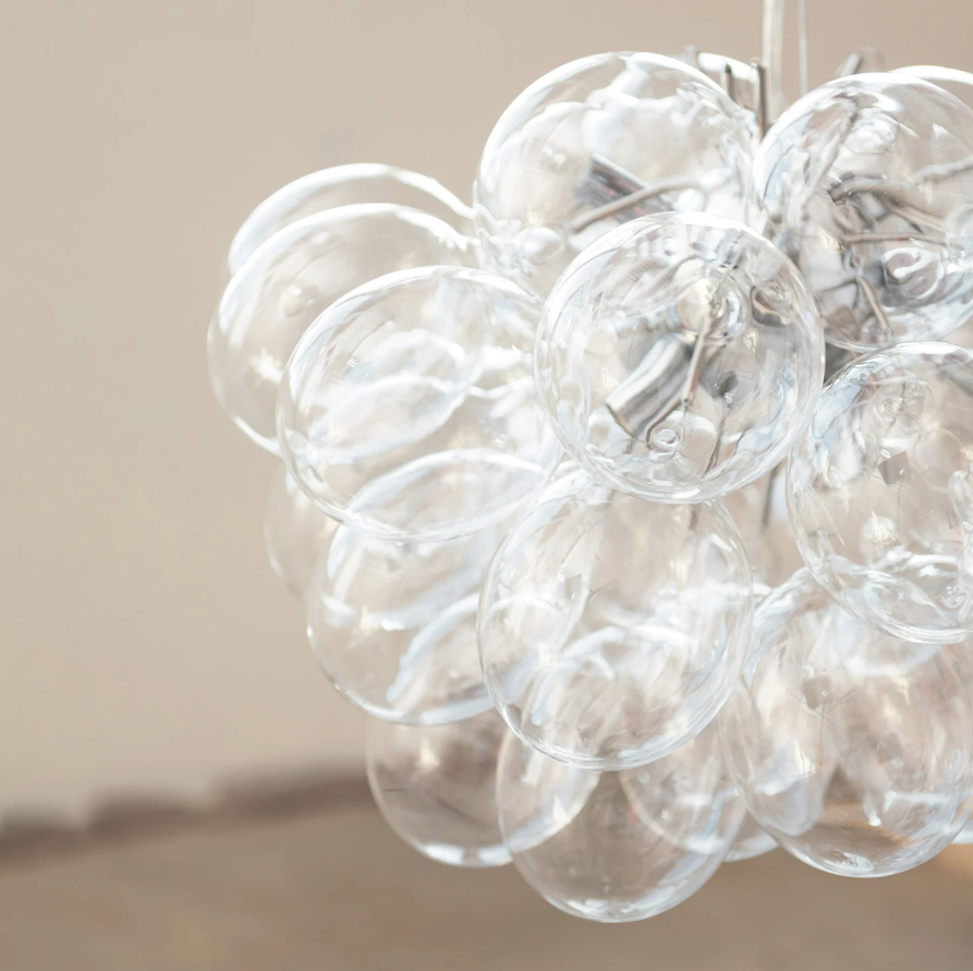 Glass & Metal Pendant Lamp with 8 Lights, 6' Cord