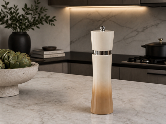 Rubberwood Salt/Pepper Mill, Cream & Tan Color Ombre