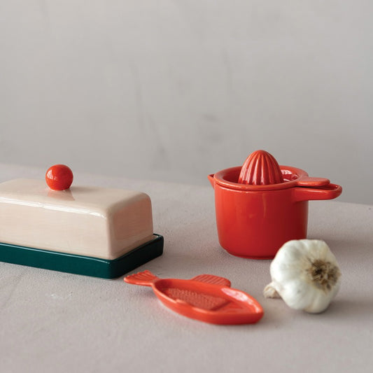 STONEWARE BUTTER DISH MULTI COLOR