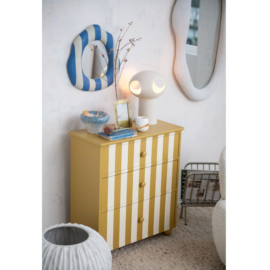 Resin Wall Mirror with Debossed Lines, Volcano Finish