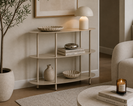 Curved Metal 3-Tier Shelf, Blush Color